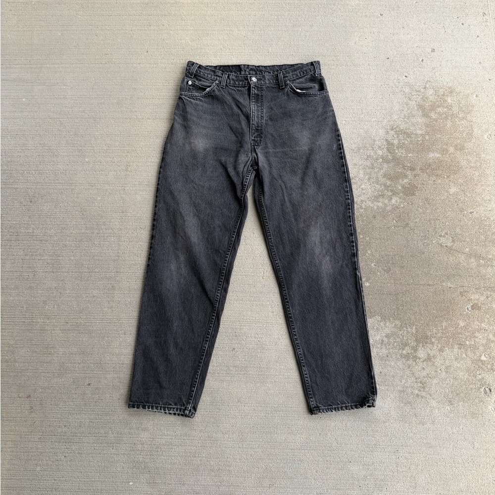 Vintage 90’s Levis 550 Relaxed Fit Orange Tab Black Denim Jeans Size 34 USA Made